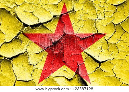 Grunge cracked Communist sign with red and yellow vivid colors