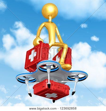 Aerial Medical Supply Drone 3D Illustration Concept 