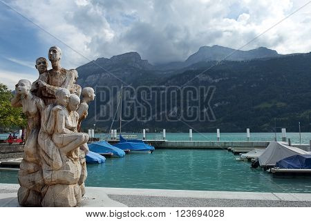 famous woodcarving sculpture in Brienz, Lake Brienz, Switzerland