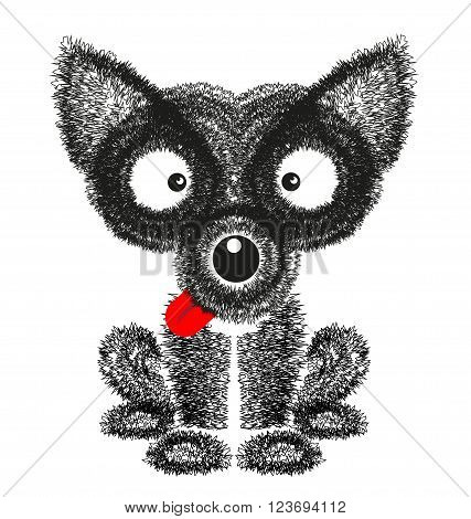 Funny dog drawing vector on white background