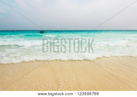 beach with white sand of Tachai island Thailand.