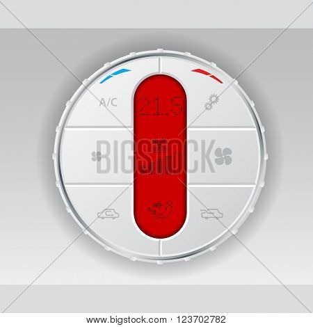 Digital air conditioning control panel in white with basic settings