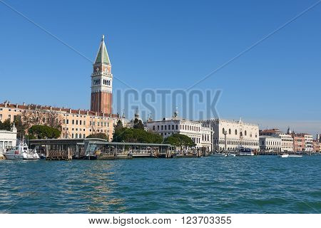 Venice, Italy - Febuary 19, 2016: Landscape of Venice a city in northeastern italy. It is famous for the beauty of its settings archtecture and artwork. A part of Venice is resignated as a World Heritage site.