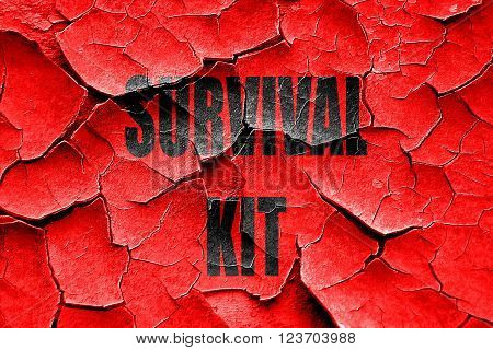Grunge cracked Survival kit sign with some soft flowing lines
