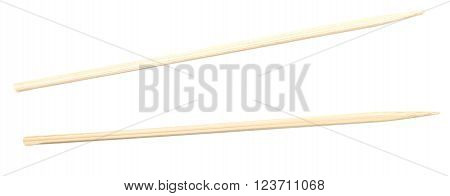 two sticks for kebab or canape isolated on white background