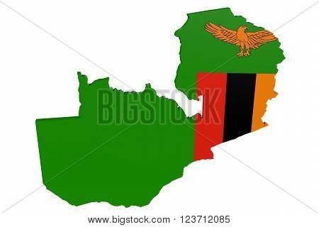 Map of Zambia in the colors of the national flag