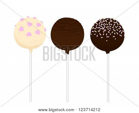 round cake pops on a stick vector illustration RGB