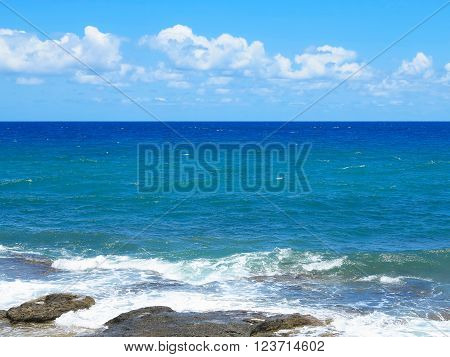 Clear Azure Sea Water Landskape And Rocks Near Crete Coast, Greece