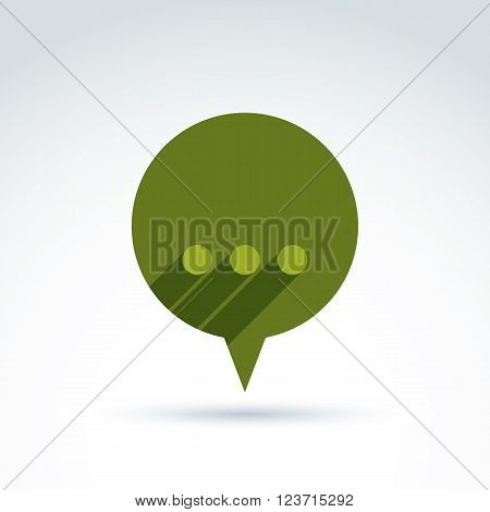 Ellipsis punctuation analyze and conversation symbol text message concept. Vector green speech bubble with dots.
