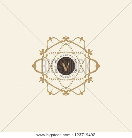 Flourishes calligraphic monogram emblem template. Luxury elegant frame ornament line logo design vector illustration. Example designs for Cafe, Hotel, Heraldic, Restaurant, Boutique