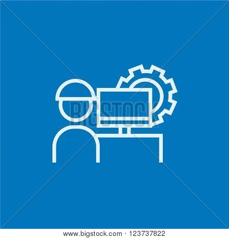 Computerized production line icon.