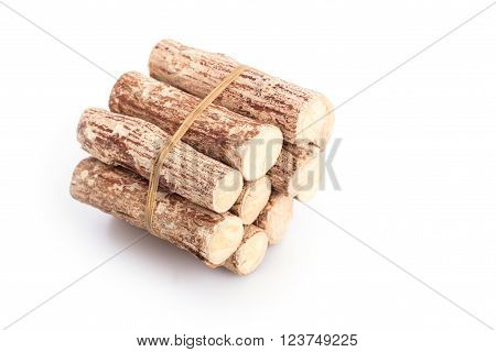Close Up Thanaka Wood Isolated On White