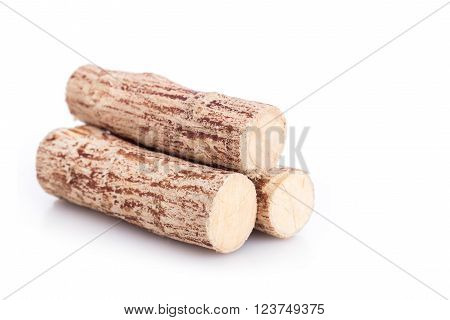 Close Up Thanaka Wood Isolated On White