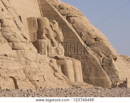 Temple of Rameses II at Abu Simbel on Lake Nasser, Egypt.