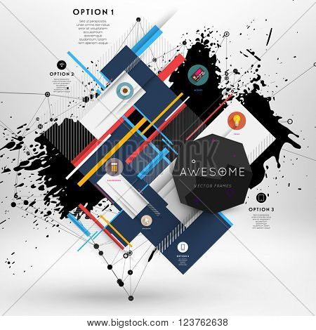 Geometric Polygonal Elements. Scientific Future Technology Concept. Template with Icons and Options. Infographic Elements. Design Layout for Business Cards, Websites, Presentations, Flyers and Posters