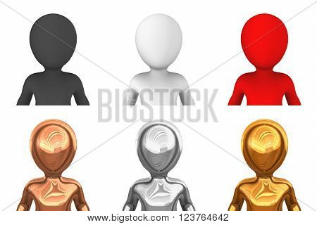 3d avatars. People from gold bronse silver red white black