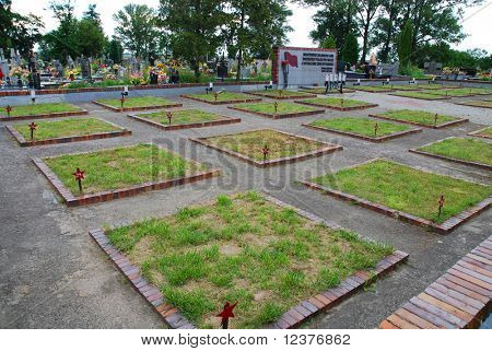 The memorial graveyard of heroes of great patriotic war in Opatow, Poland