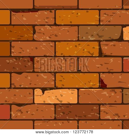 Red brick wall seamless Vector illustration background - texture pattern for continuous replicate.