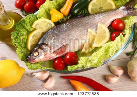 fresh raw fish on table