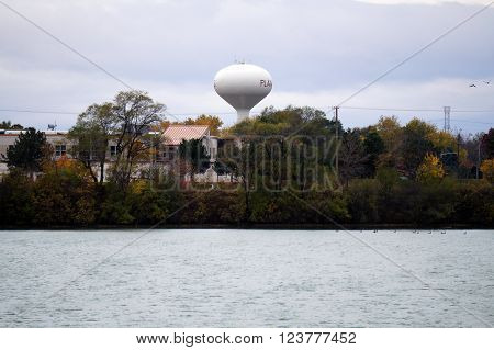 A view of the shoreline of Lake Renwick, in the Lake Renwick Heron Rookery Nature Preserve in Plainfield, Illinois.
