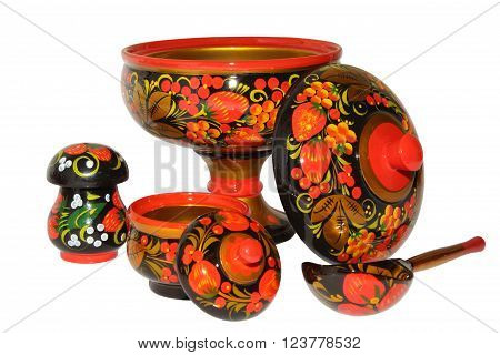 bright and beautiful hohloma painted wooden utensils