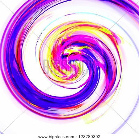 Abstract blue spiral with a complex filamentary structure on white background. Fractal art graphic