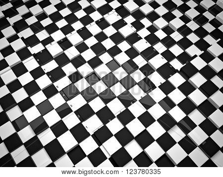 The concept design of futuristic checkerboard. An empty board for chess in modern style.