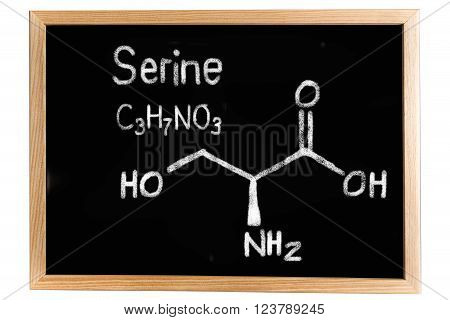 Blackboard with the chemical formula of Serine