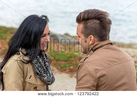amorous couple on a park bench