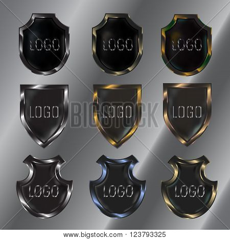Set of metal shields for making logotypes
