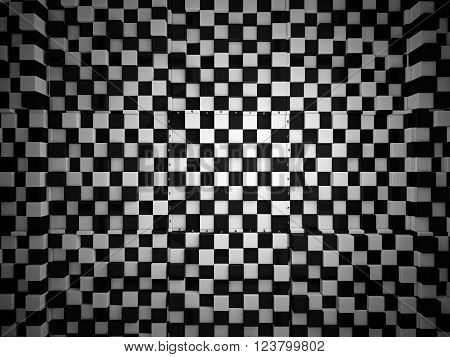 3d checker volume background. The concept design of futuristic checkerboard.
