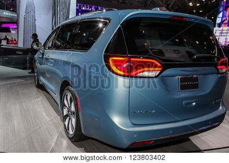 NEW YORK - MARCH 23: A Chrysler Pacifica 2017 at the 2016 New York International Auto Show during Press day,  public show is running from March 25th through April 3, 2016 in New York, NY.