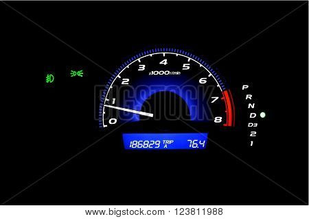 Mileage of the car on black background