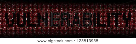 Vulnerability text on hex code illustration