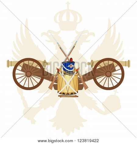 Coat of arms of Russia and in the 1812 war. The illustration on a white background.
