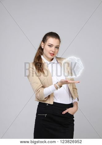 Woman with glowing magical energy ball.