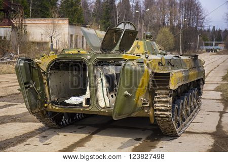 Soviet  tracked infantry fighting vehicle BMP-1 rear view