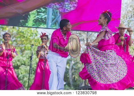 BARRANQUILLA COLOMBIA - FEB 07 : Participants in the Barranquilla Carnival in Barranquilla Colombia on February 07 2016. Barranquilla Carnival is one of the biggest carnival in the world
