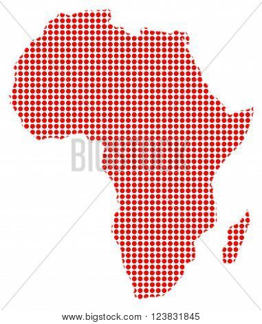 A red dot map of Africa over a white bavkground