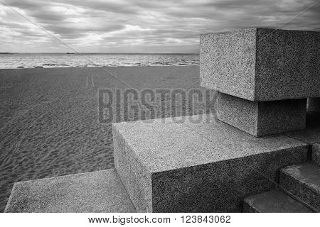 The coast of the Gulf of Finland in park of the tercentenary of St. Petersburg
