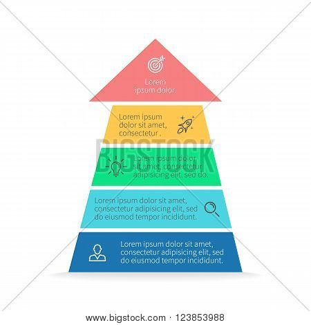 Arrow infographic. Chart, diagram, scheme, graph with 5 steps, options, parts, processes. Vector design element.