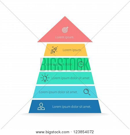 Arrow infographic. Chart, diagram, scheme, graph with 6 steps, options, parts, processes. Vector design element.