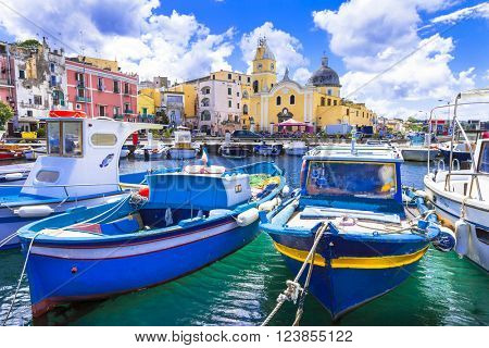 colorful Procida island in Campania, Italy