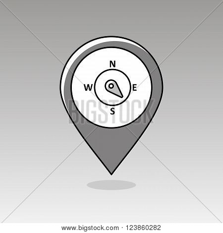 Compass wind rose outline pin map icon. Map pointer. Map markers. Direction southeast. Meteorology. Weather. Vector illustration eps 10