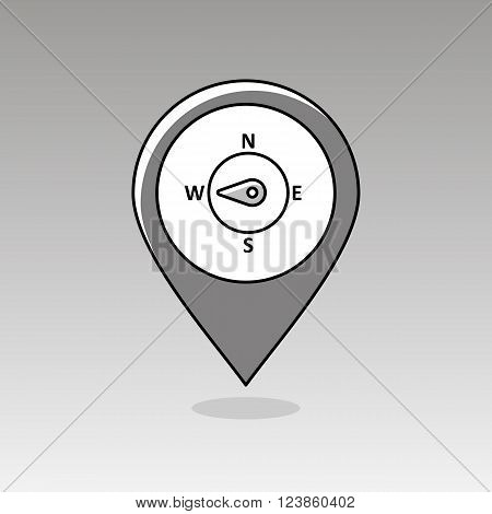 Compass wind rose outline pin map icon. Map pointer. Map markers. Direction west. Meteorology. Weather. Vector illustration eps 10