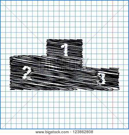 Sport winners podium. Vector illustration. with pen effect on paper.