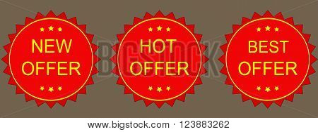 New hot best Offer Labels. Vector image.