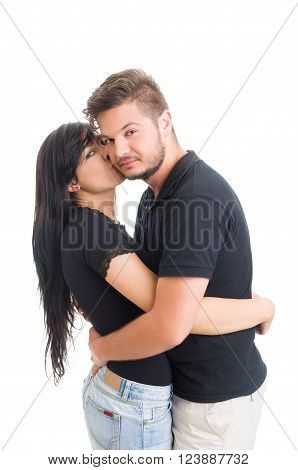 Girl Kising Boy On The Cheek