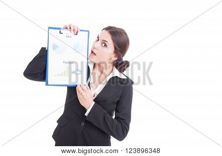 Sales Woman Or Marketing Manager Presenting Financial Analysis