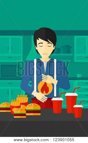 Man suffering from heartburn.